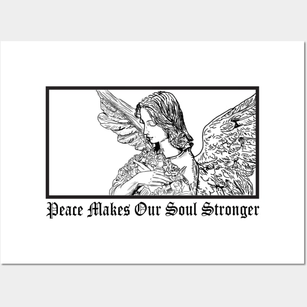 Aesthetic Angel: Old Greek Sculpture Design - Peace Makes Our Soul Stronger Wall Art by Tanguarts